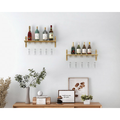 HMR - Nordic Wall Mounted Wine Rack Glass Rack in Gold