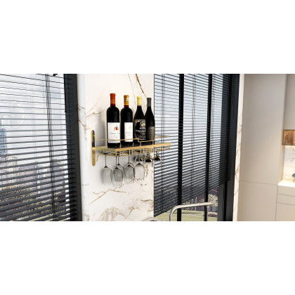 HMR - Nordic Wall Mounted Wine Rack Glass Rack in Gold