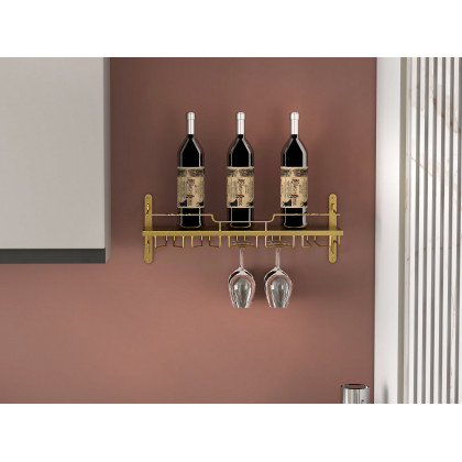 HMR - Nordic Wall Mounted Wine Rack Glass Rack in Gold
