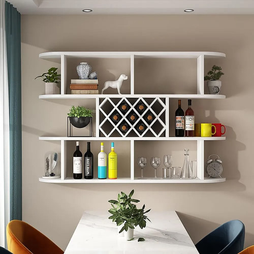 HMR Contemporary Wall Mounted Wine Rack - White
