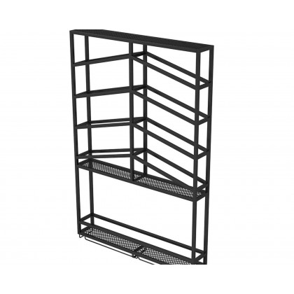 HMR Industrial Wall Mounted Wine Rack with Glass & Bottle Rack - Black