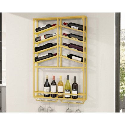 HMR - Industrial Wall Mounted Wine Rack with Glass & Bottle Rack