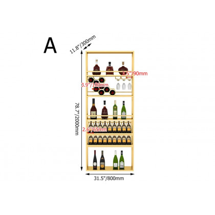 HMR - Contemporary Standing Honeycomb Wine Rack with Glass Rack in Gold, Style A