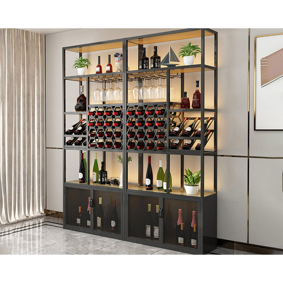 HMR - Industrial Standing Glass Wine Rack in Left Side