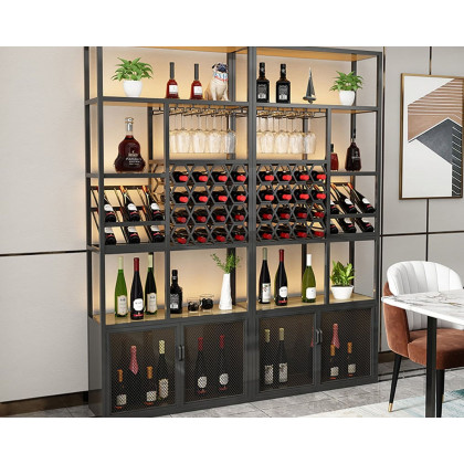 HMR - Industrial Standing Glass Wine Rack in Left Side