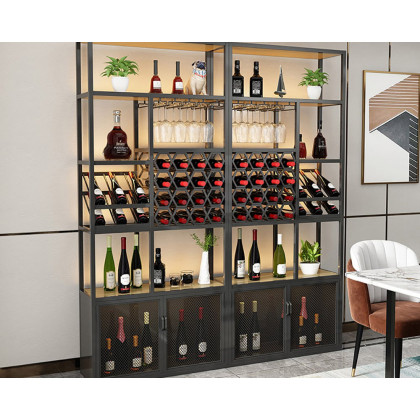 HMR - Industrial Standing Glass Wine Rack in Left Side