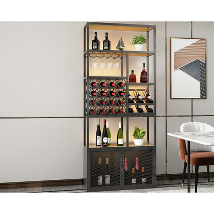 HMR - Industrial Standing Glass Wine Rack in Left Side