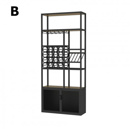 HMR - Industrial Standing Glass Wine Rack in Left Side