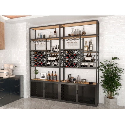 HMR - Industrial Standing Glass Wine Rack in Left Side