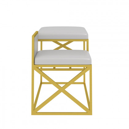 HMR Modern Bench with PU Leather Upholstered - Gray