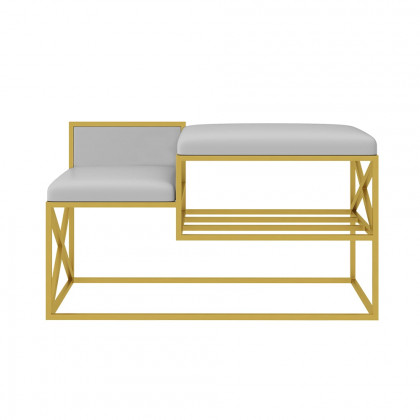 HMR Modern Bench with PU Leather Upholstered - Gray