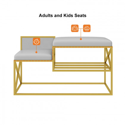 HMR Modern Bench with PU Leather Upholstered - Gray