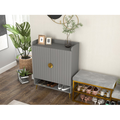 HMR - Modern Velvet Upholstered Bench in Gray