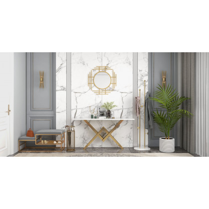 HMR - Modern Velvet Upholstered Bench in Gray