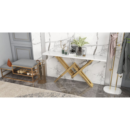 HMR - Modern Velvet Upholstered Bench in Gray