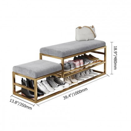 HMR - Modern Velvet Upholstered Bench in Gray