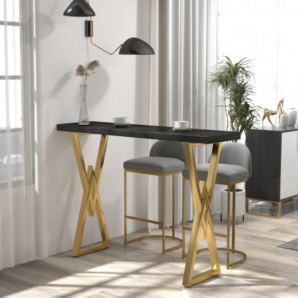 HMR Modern 55" Rectangular Dining Table for Breakfast Nook - Black