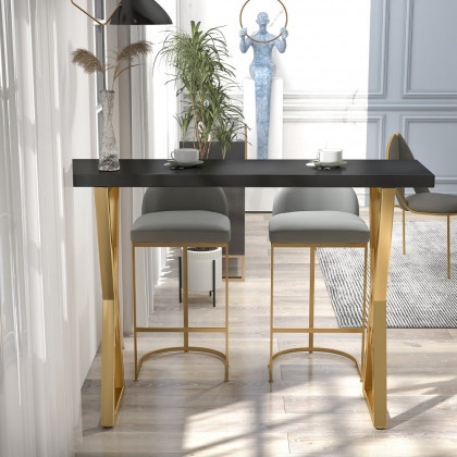 HMR Modern 55" Rectangular Dining Table for Breakfast Nook - Black