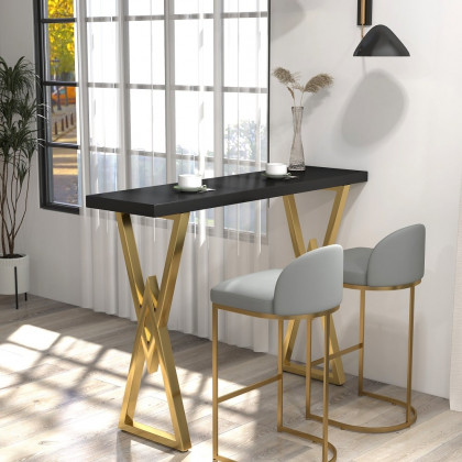 HMR Modern 63" Rectangular Dining Table for Breakfast Nook - Black