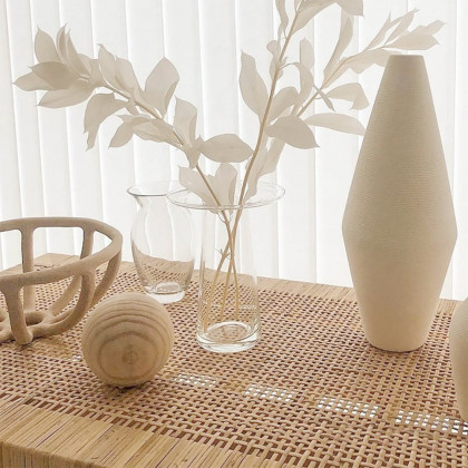 HMR - Farmhouse Woven Rattan Entryway Bench in Natural