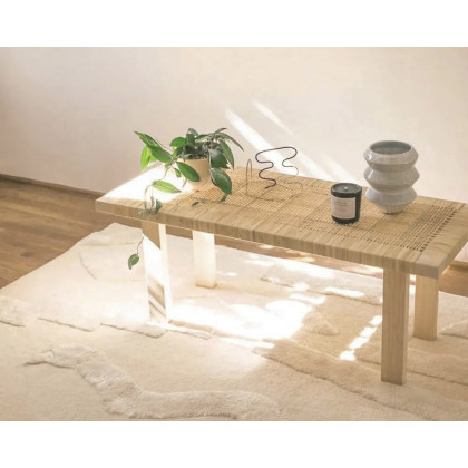HMR - Farmhouse Woven Rattan Entryway Bench in Natural