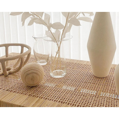 HMR - Farmhouse Woven Rattan Entryway Bench in Natural