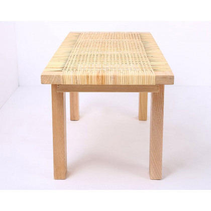 HMR - Farmhouse Woven Rattan Entryway Bench in Natural