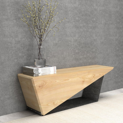 HMR Rustic 3-Person 47" Bench with Metal Base - Natural