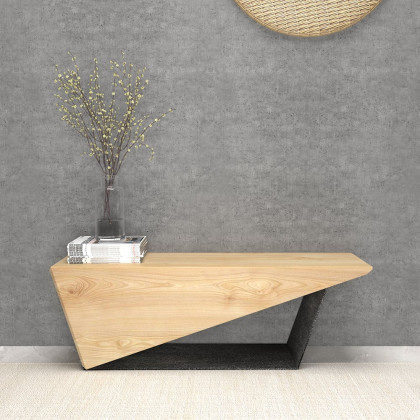 HMR Rustic 3-Person 47" Bench with Metal Base - Natural