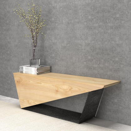 HMR Rustic 3-Person 47" Bench with Metal Base - Natural