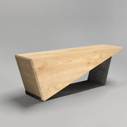 HMR Rustic 3-Person 47" Bench with Metal Base - Natural