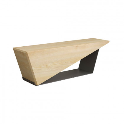 HMR Rustic 3-Person 47" Bench with Metal Base - Natural