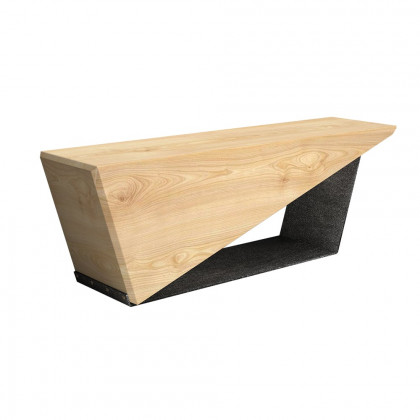 HMR Rustic 3-Person 47" Bench with Metal Base - Natural