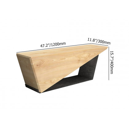 HMR Rustic 3-Person 47" Bench with Metal Base - Natural