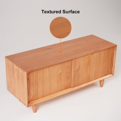 HMR 39.4" Modern Wooden Storage Bench with Storage Sliding Doors Shelf Pine Wood - Natural