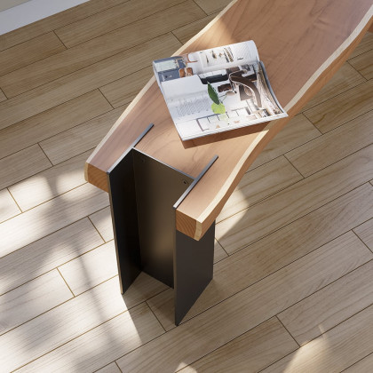 HMR - Retro Bench Entryway Bench with Metal Legs in Natural