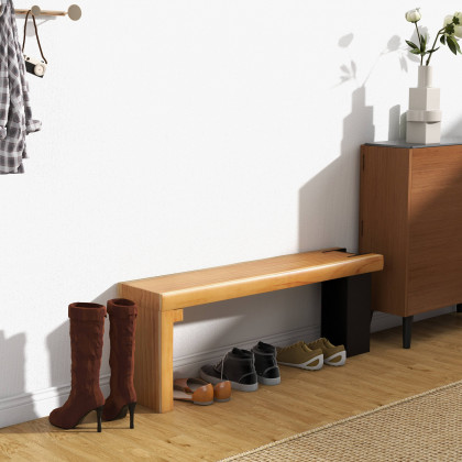 HMR - Retro Bench Entryway Bench with Metal Legs in Natural