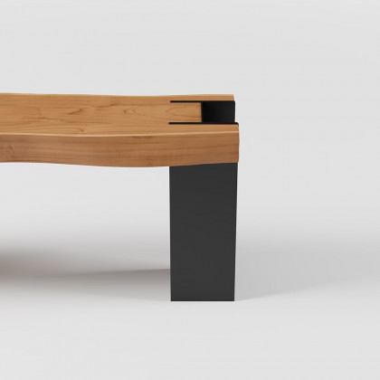 HMR - Retro Bench Entryway Bench with Metal Legs in Natural