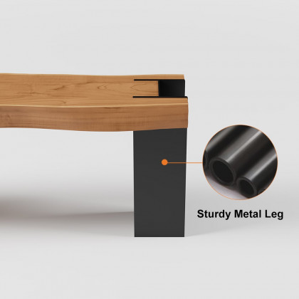 HMR - Retro Bench Entryway Bench with Metal Legs in Natural