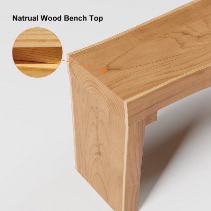 HMR - Retro Bench Entryway Bench with Metal Legs in Natural