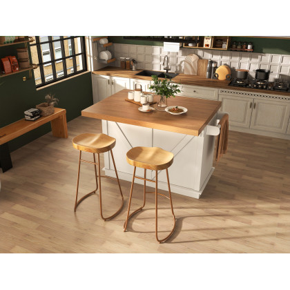 HMR - Retro Bench Entryway Bench with Metal Legs in Natural