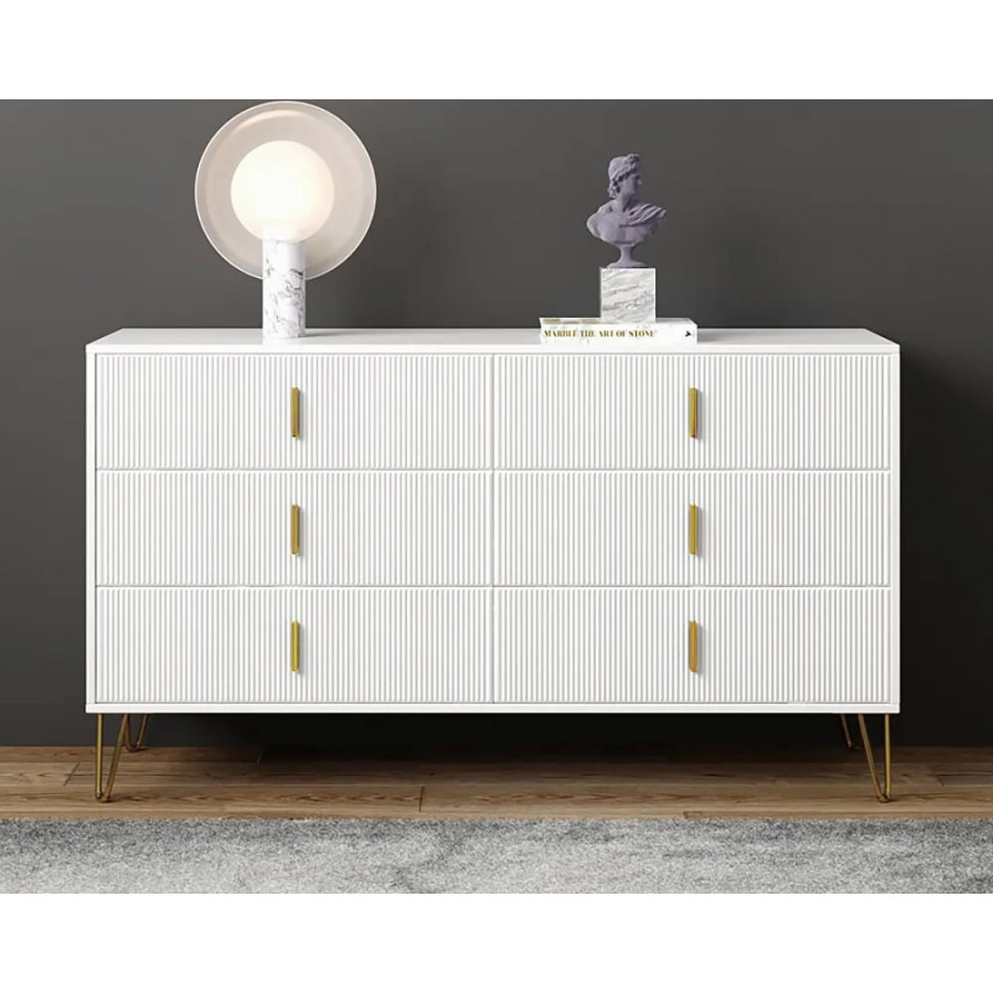 HMR - 6-Drawers Buffet Cabinet in White