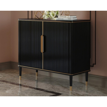 HMR - Modern Entryway Accent Cabinet with 2 Doors 2 Shelves 43.3" in Black
