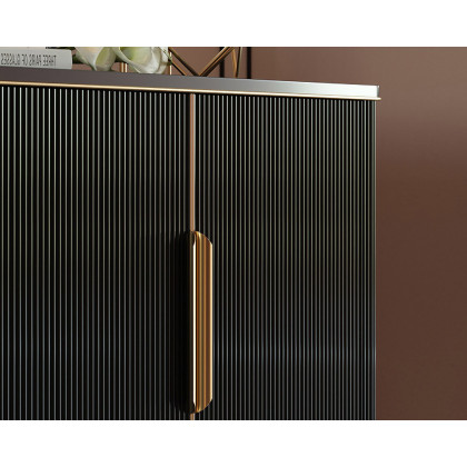 HMR - Modern Entryway Accent Cabinet with 2 Doors 2 Shelves 43.3" in Black