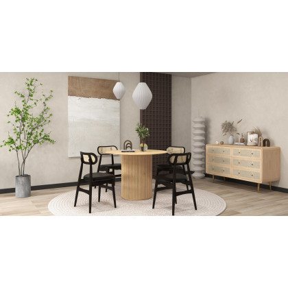 HMR - Dresser with 6 Drawers Rattan Woven in 53"W, Natural, Gold