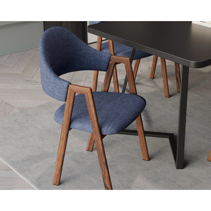 HMR Modern Dining Chairs with Linen Upholstery - Blue, 2-Pieces