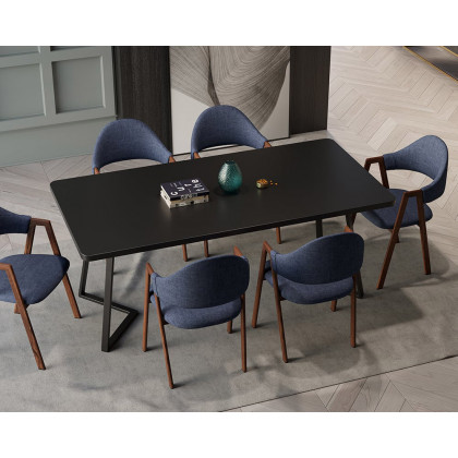 HMR Modern Dining Chairs with Linen Upholstery - Blue, 2-Pieces