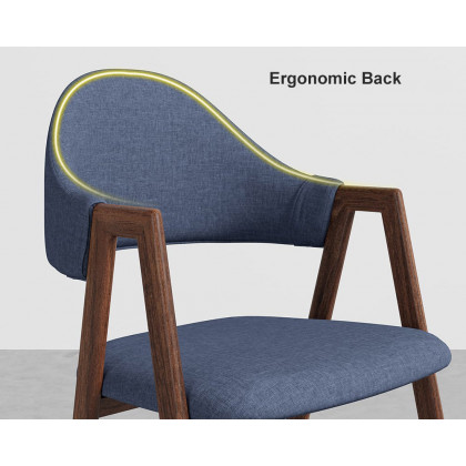 HMR Modern Dining Chairs with Linen Upholstery - Blue, 2-Pieces