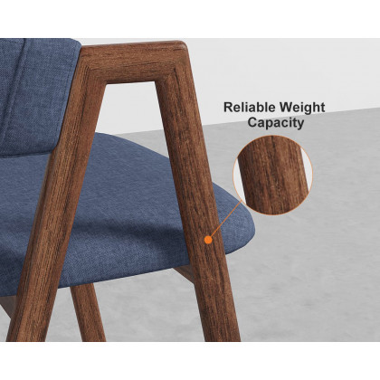 HMR Modern Dining Chairs with Linen Upholstery - Blue, 2-Pieces