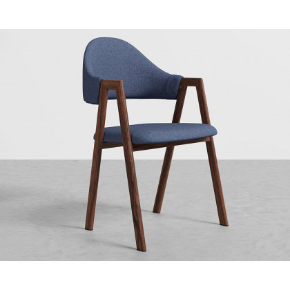 HMR Modern Dining Chairs with Linen Upholstery - Blue, 2-Pieces